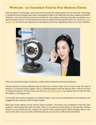 webcam an essential tool in our modern times