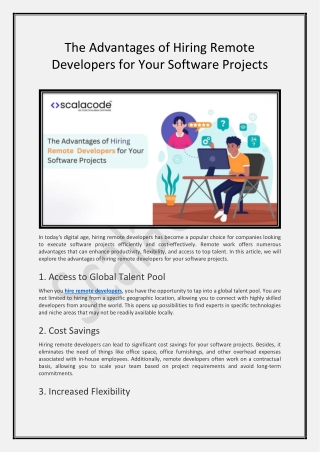 the advantages of hiring remote developers