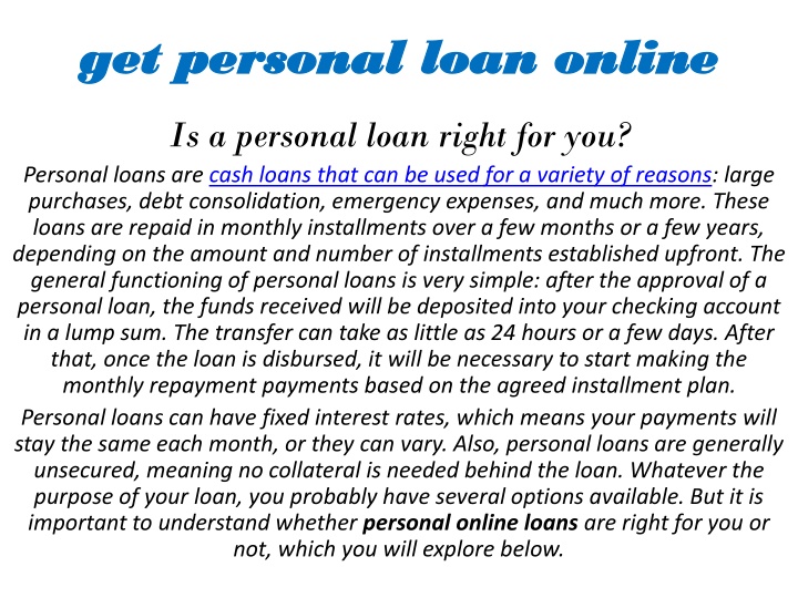 get personal loan online