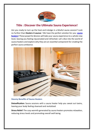 Discover the Ultimate Sauna Experience