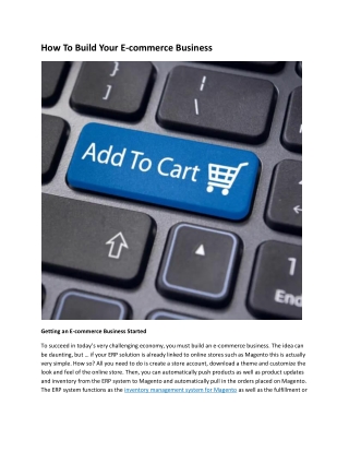 How To Build Your E-commerce Business