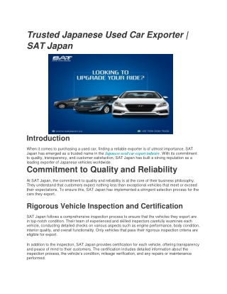 Trusted Japanese Used Car Exporter | SAT Japan