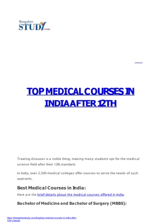 Best Medical Courses In India to Pursue