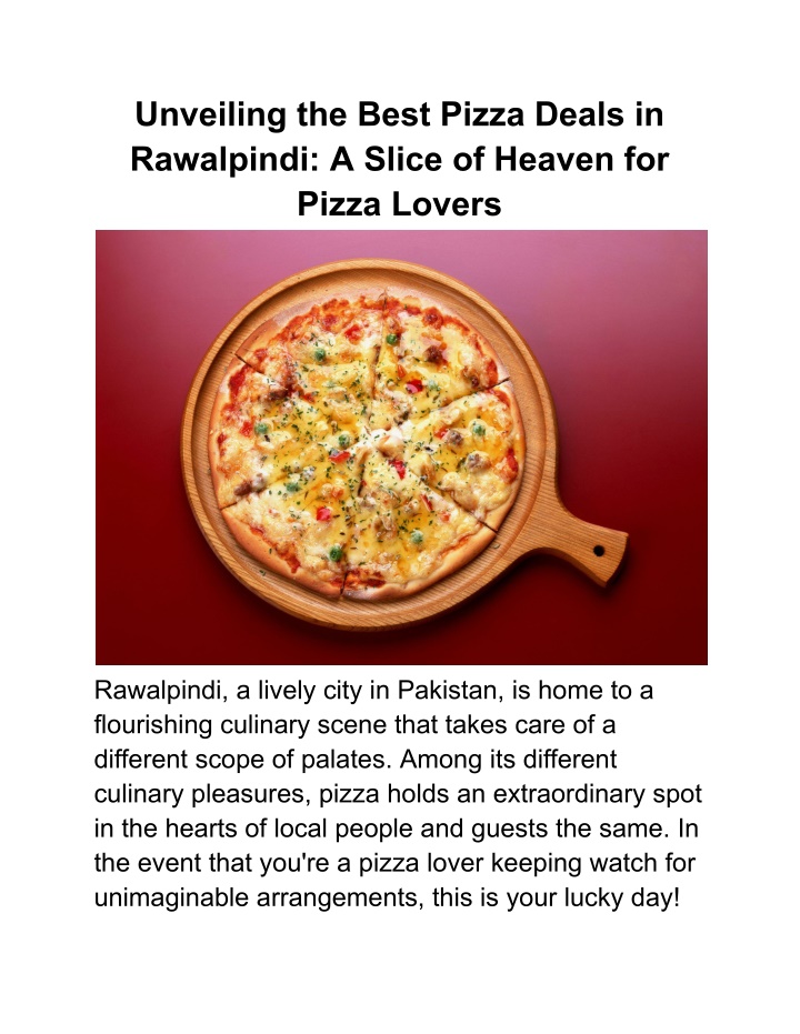 unveiling the best pizza deals in rawalpindi