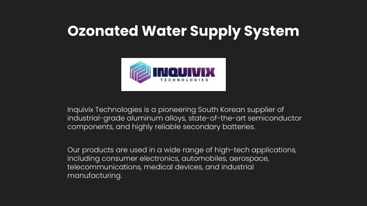 ozonated water supply system