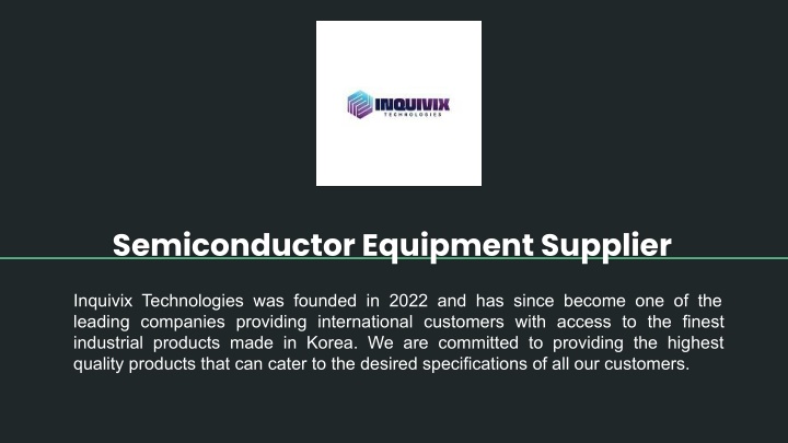 semiconductor equipment supplier