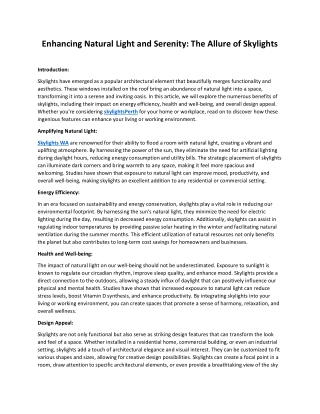 Enhancing Natural Light and Serenity The Allure of Skylights