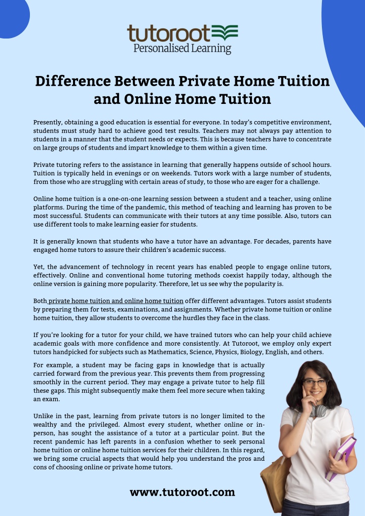 difference between private home tuition