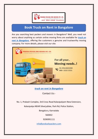 Book Truck on Rent in Bangalore