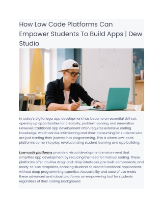 How Low Code Platforms Can Empower Students To Build Apps