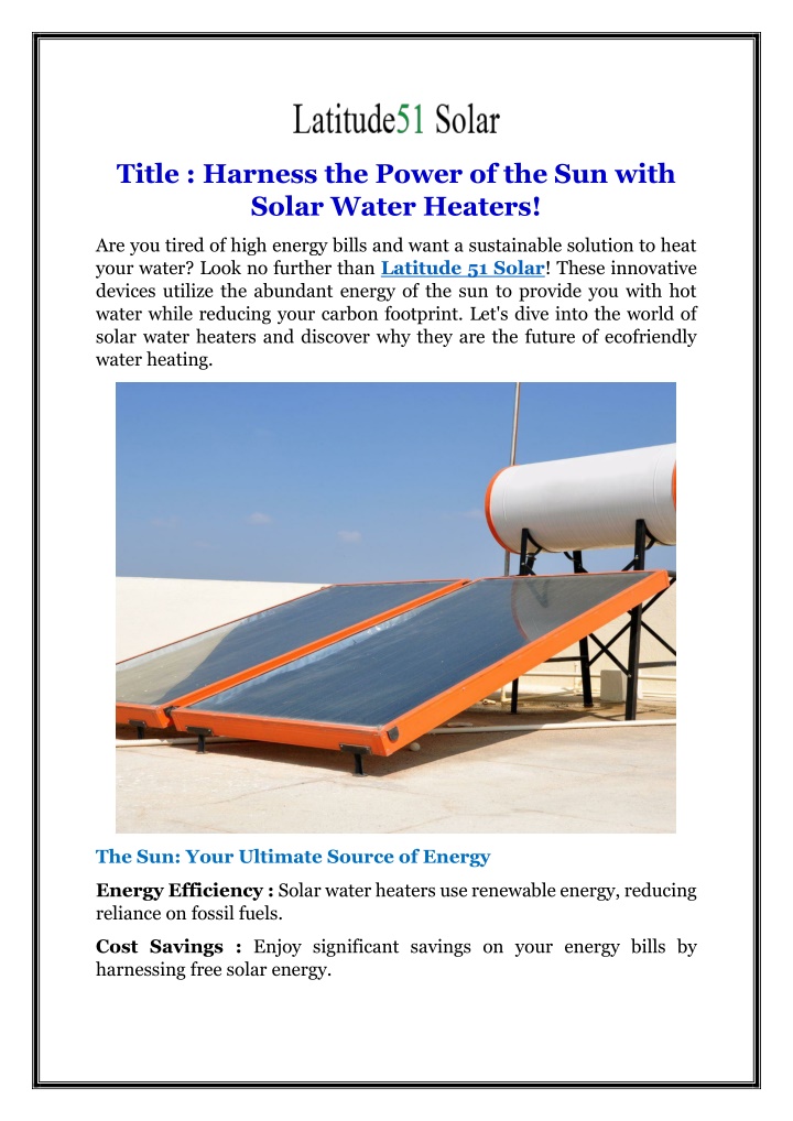 title harness the power of the sun with solar