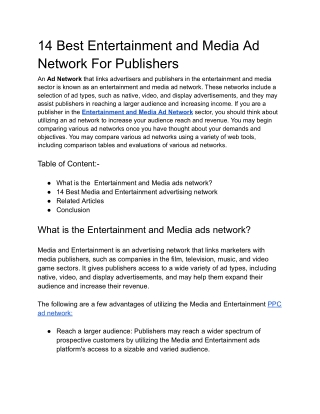 14 Best Entertainment and Media Ad Network For Publishers