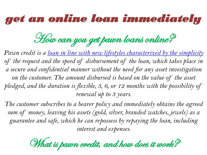 get an online loan immediately