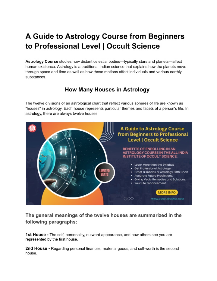 a guide to astrology course from beginners