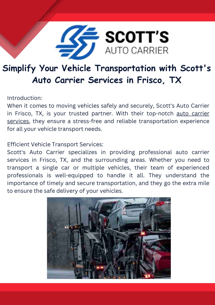 simplify your vehicle transportation with scott
