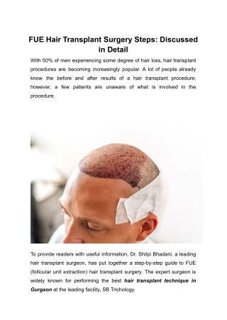 FUE Hair Transplant Surgery Steps_ Discussed in Detail