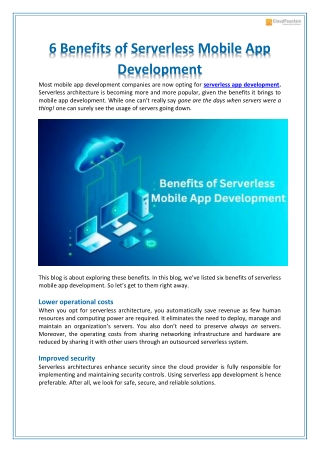 6 Benefits of Serverless Mobile App Development