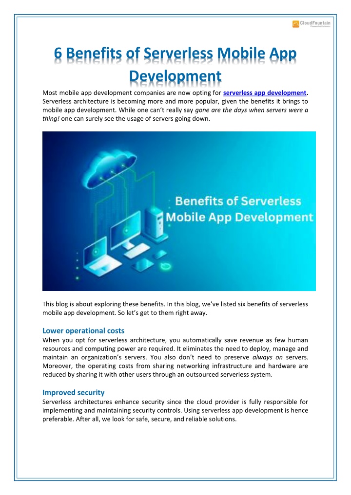 6 benefits of serverless mobile app development