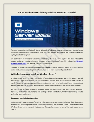the future of business efficiency windows server