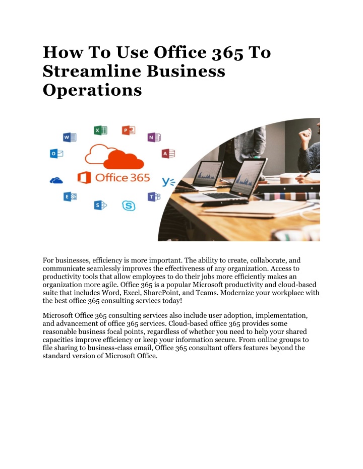 how to use office 365 to streamline business
