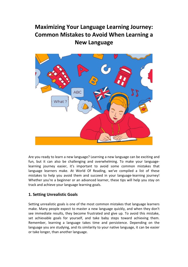 maximizing your language learning journey common
