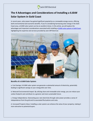 The 4 Advantages of a 6.6kW Solar System in Gold Coast
