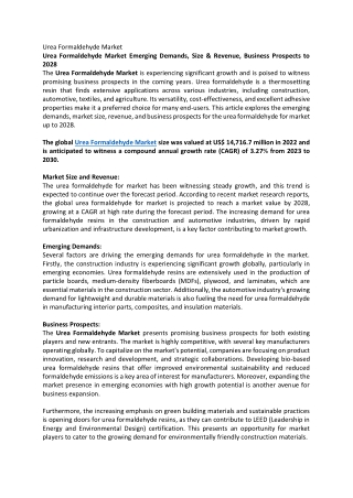 Urea Formaldehyde Market