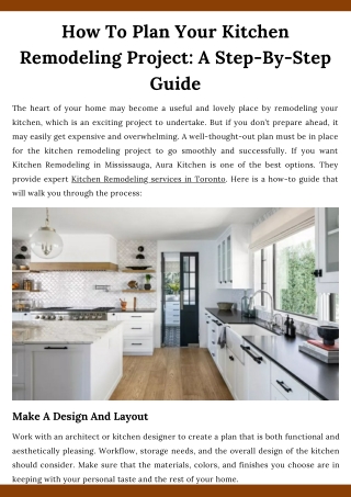 How To Plan Your Kitchen Remodeling Project A Step-By-Step Guide