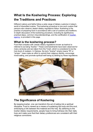 What Is the Koshering Process: Exploring the Traditions and Practices