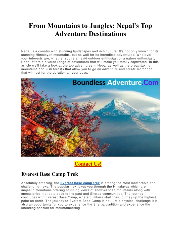 from mountains to jungles nepal s top adventure