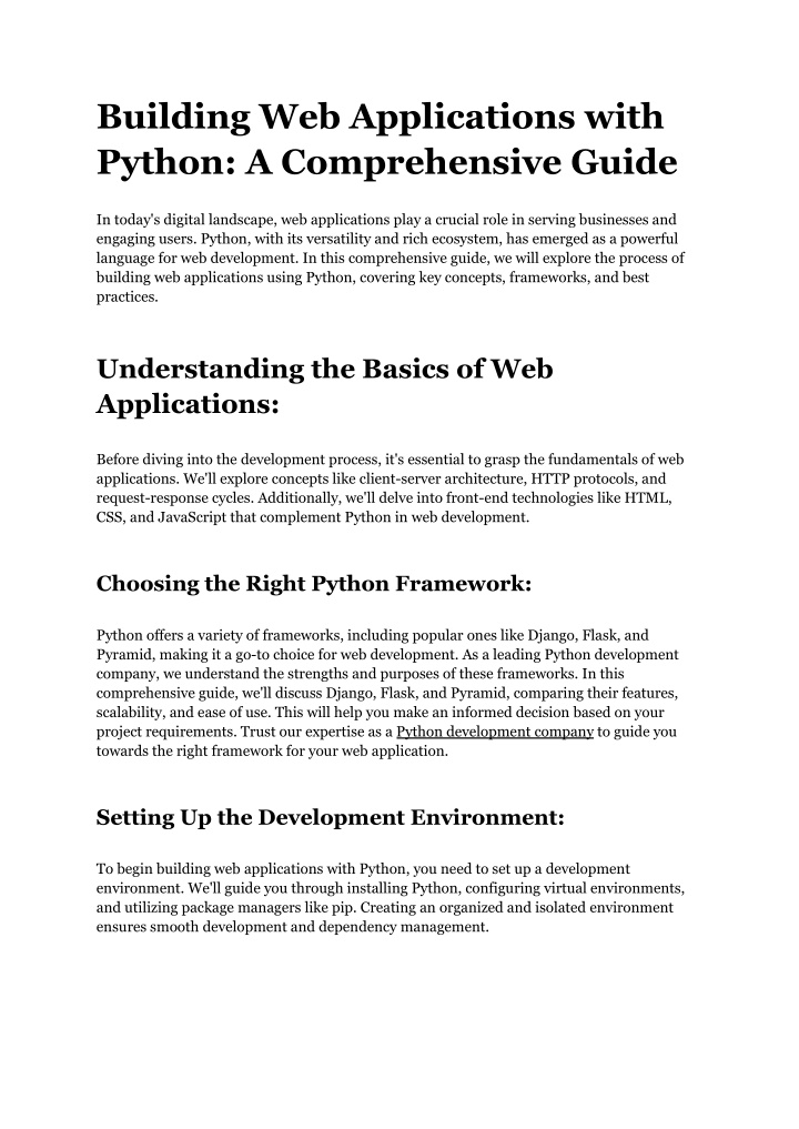 building web applications with python