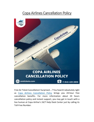 Copa Airlines Cancellation Policy |   1-845-459-2806
