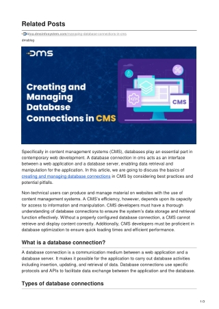 Creating and Managing Database Connections in CMS