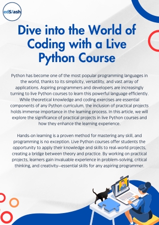 Dive into the World of Coding with a Live Python Course