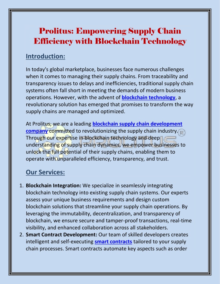 prolitus empowering supply chain efficiency with