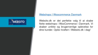 Webshops I Woocommerce Danmark  Websito.dk