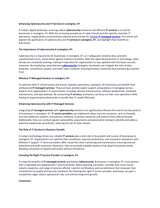 enhancing cybersecurity and it services