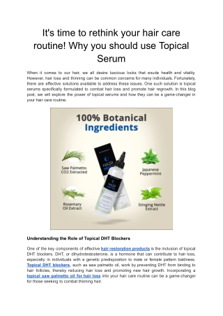 Why you should use Topical Serum