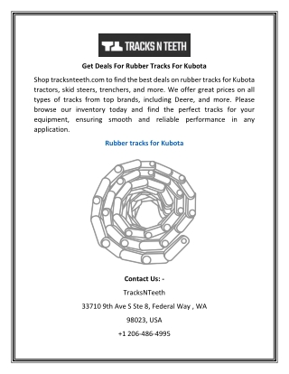 Get Deals For Rubber Tracks For Kubota