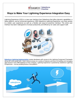 Ways to Make Your Lightning Experience Integration Easy
