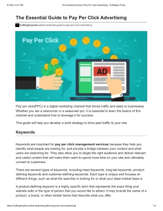 The Essential Guide to Pay Per Click Advertising