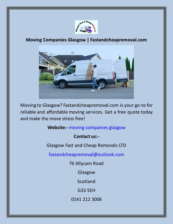 moving companies glasgow fastandcheapremoval com