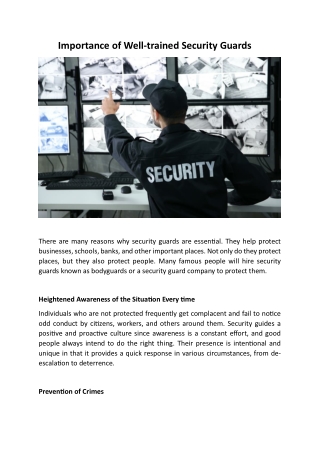 Importance of Well-trained Security Guards