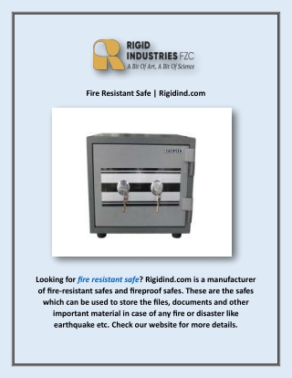Fire Resistant Safe | Rigidind.com