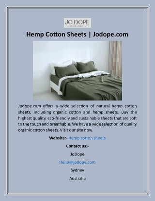 Hemp Cotton Sheets  Jodope