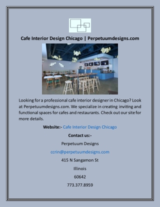 Cafe Interior Design Chicago  Perpetuumdesigns