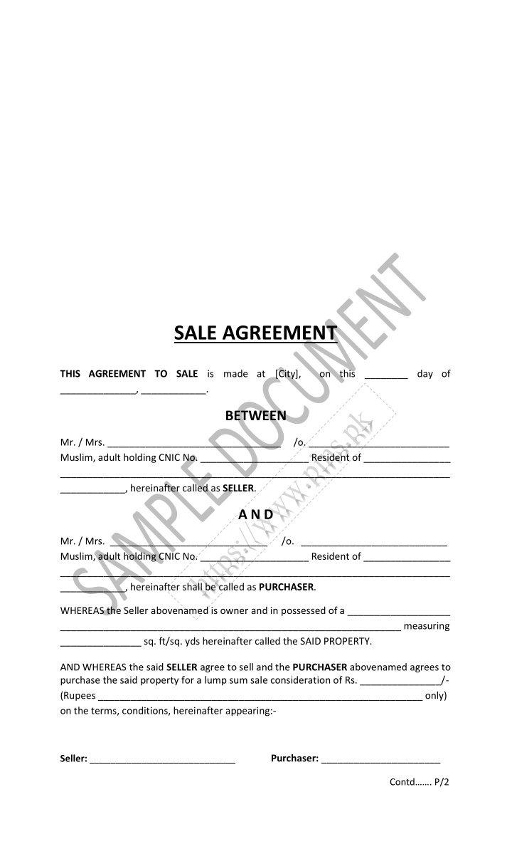 sale agreement