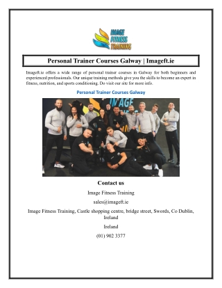 Personal Trainer Courses Galway  Imageft.ie