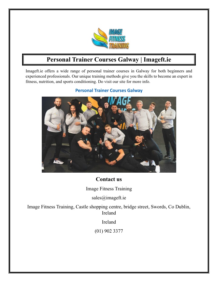 personal trainer courses galway imageft ie