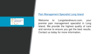 Pain Management Specialist Long Island Longislandneuro.com